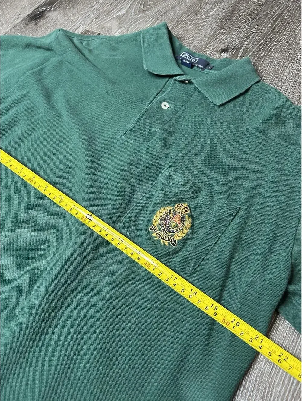 Vintage Polo Ralph Lauren Shirt Large Green Crest Shield Made In USA 90s